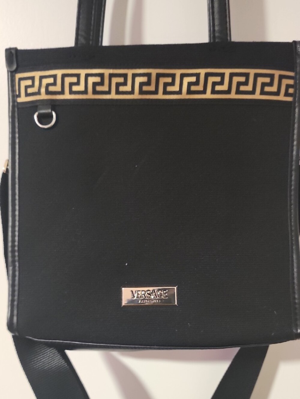 Versace Black Shoulder Bag with Gold Greek Key Trim - Picture 3 of 8